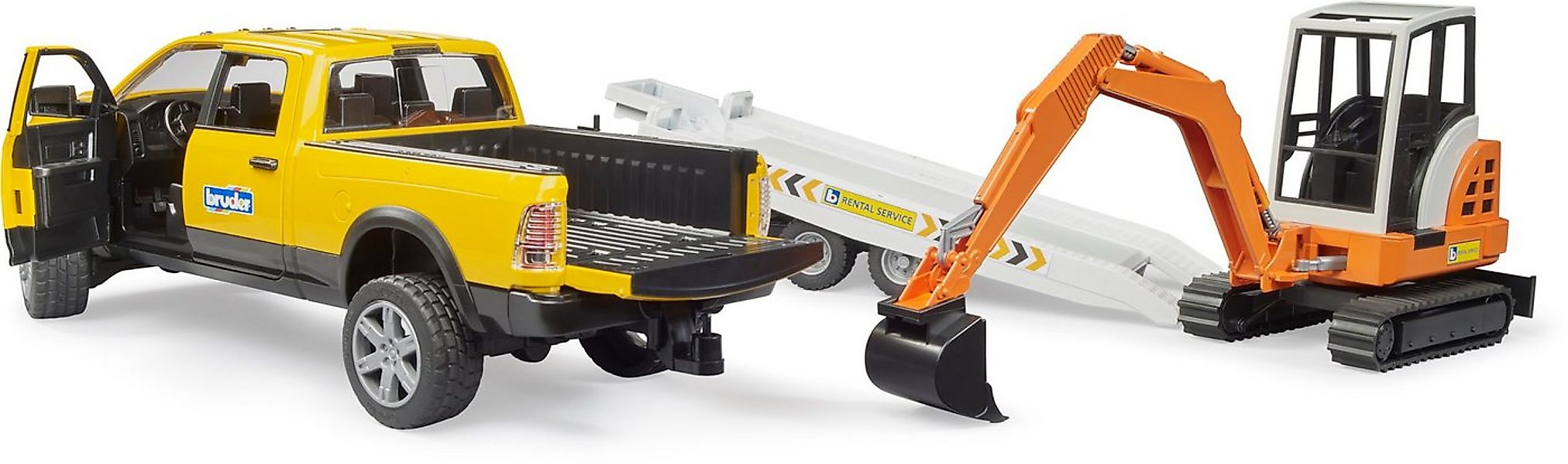 Bruder® Spielzeug-Bagger Spielfahrzeug RAM 2500 Power Wagon Rental Anhänger günstig online kaufen