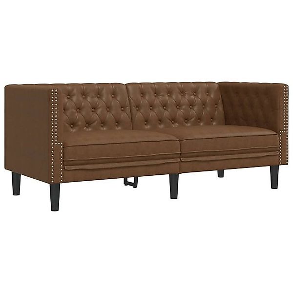 vidaXL Chesterfield-Sofa, Chesterfield-Sofa 2-Sitzer Braun Kunstleder in Wi günstig online kaufen