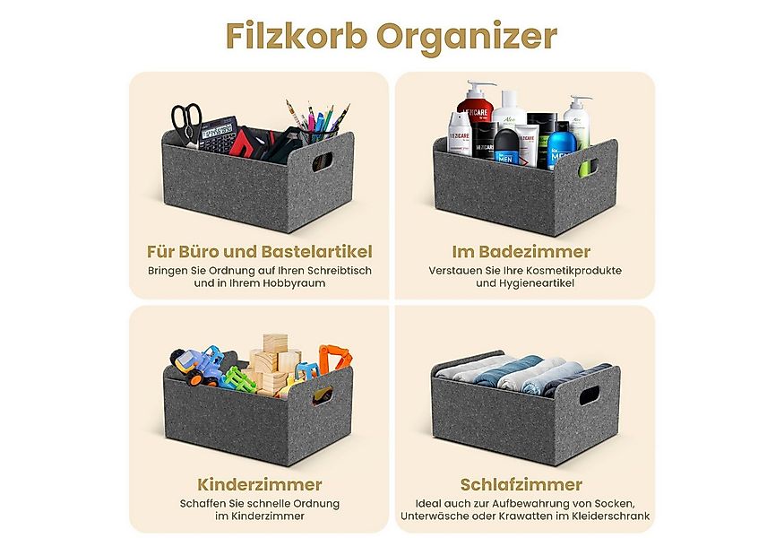 Bada Bing Aufbewahrungskorb Filzkorb grau mit Trännfach faltbarer Organizer günstig online kaufen