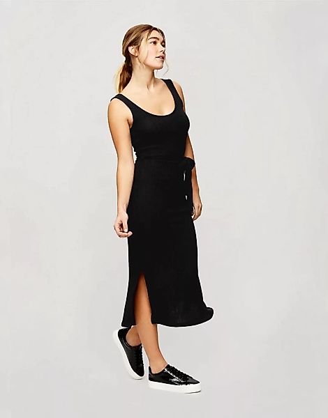 Miss Selfridge – Geripptes Minikleid mit U-Ausschnitt in Schwarz günstig online kaufen