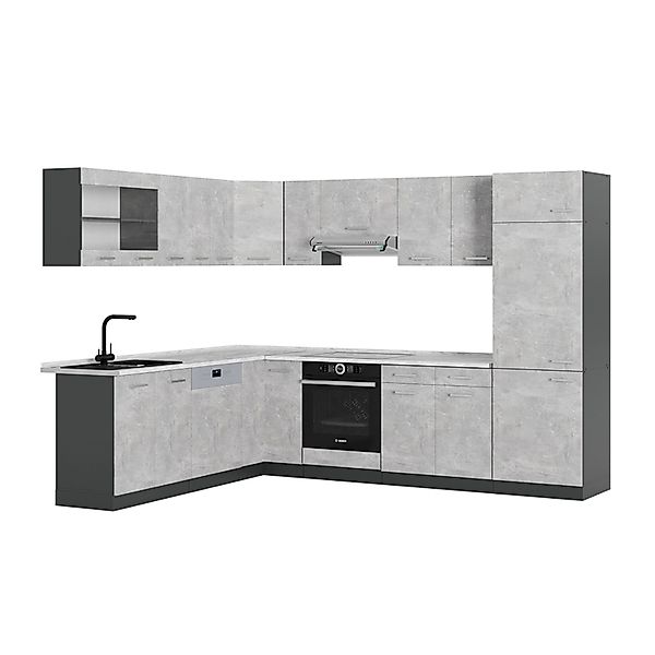 Vicco R-Line Eckküche Beton/Anthrazit 227 x 287 cm AP Marmor günstig online kaufen