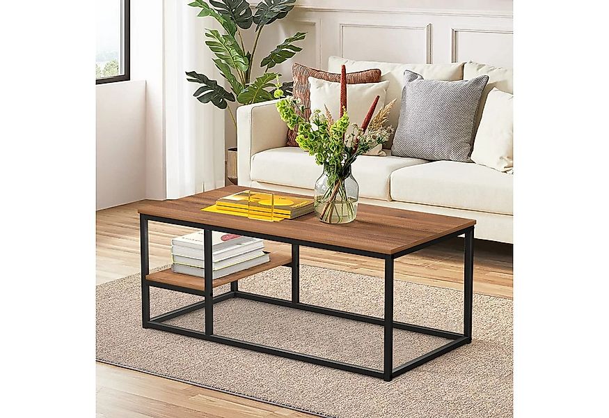 VOWNER Couchtisch Wohnzimmer Tisch, Stahlrahmen (1er-Set), Walnuss Farbe günstig online kaufen