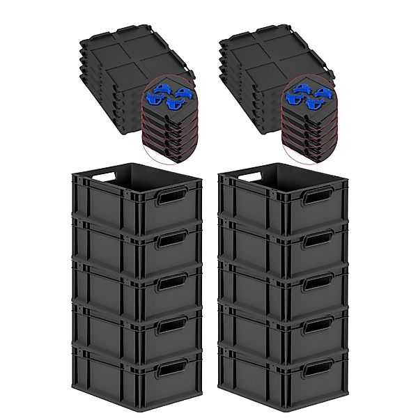 PROREGAL SuperSparSet 10x Eurobox Nextgen Grip Mit Scharnierdeckel Und Blau günstig online kaufen