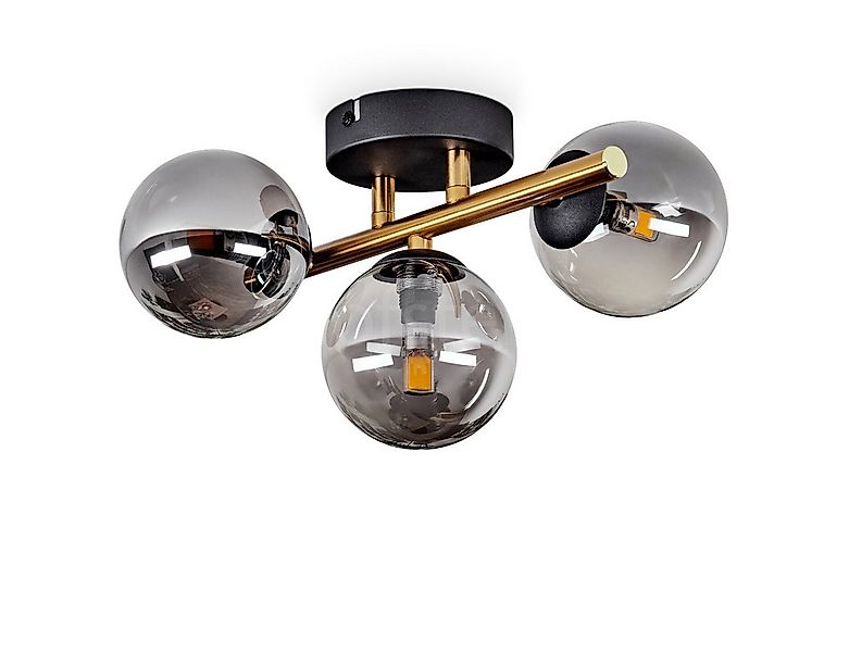 hofstein Deckenleuchte Deckenlampe aus Metall/Glas in Schwarz/Goldfarben/Ra günstig online kaufen