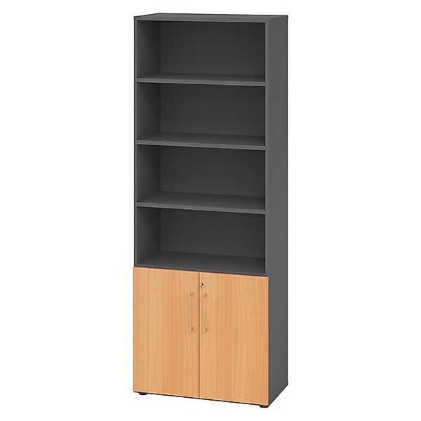 bümö Aktenschrank smart Kombischrank - 2 plus 4 Ordnerhöhen Dekor: Graphit/ günstig online kaufen