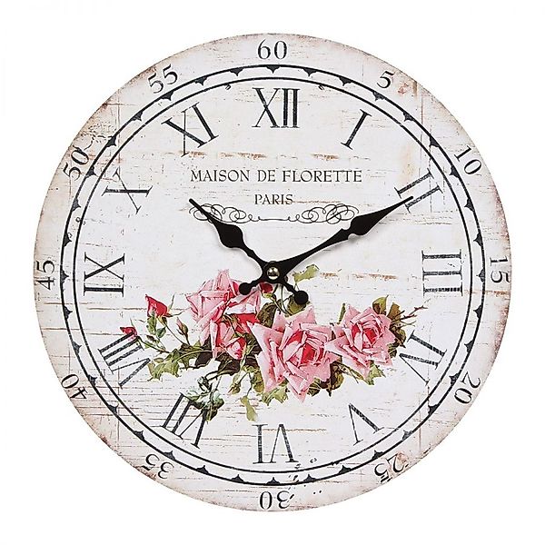 DESIGN DELIGHTS Wanduhr NOSTALGIE WANDUHR "ROSE", günstig online kaufen