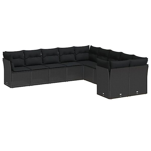 vidaXL Gartensofa-set mit Kissen 13-Tlg Schwarz Poly-Rattan 3363484 günstig online kaufen