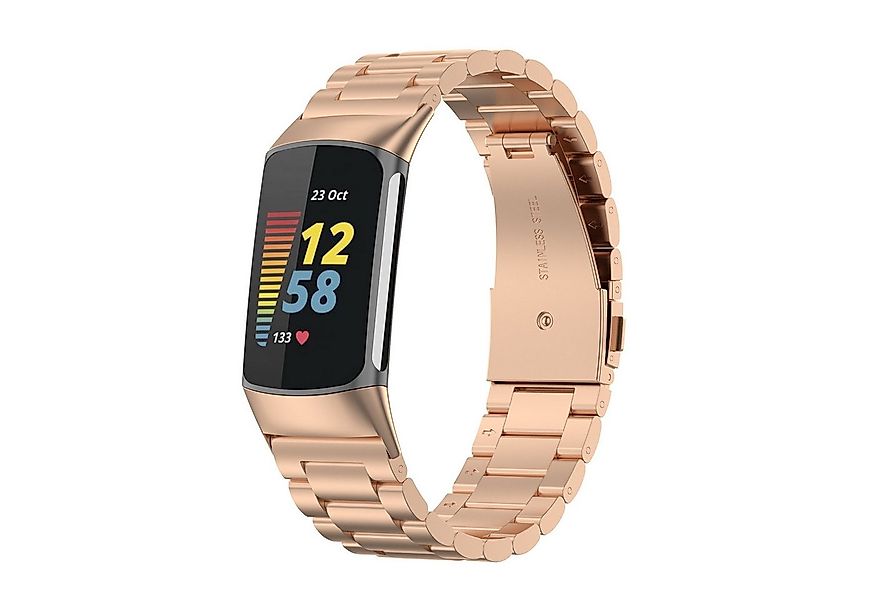 Wigento Smartwatch-Armband Für Fitbit Charge 6 / 5 Style Stahl Ersatz Armba günstig online kaufen