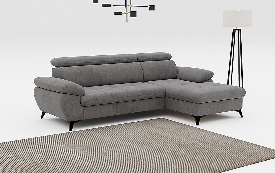 COTTA Ecksofa Hudson L-Form, B: 261 cm, mit Kopfteilverstellung, optional B günstig online kaufen