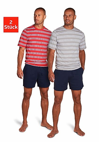 AUTHENTIC LE JOGGER Pyjama Packung, 2 Stück, 4 tlg. Schlafanzug mit gestrei günstig online kaufen