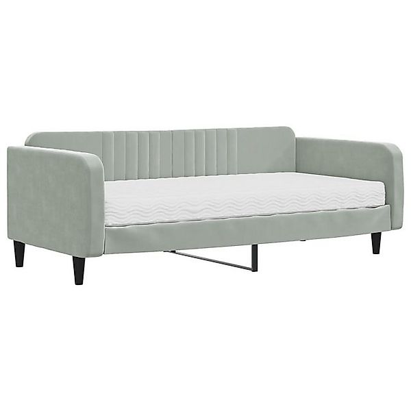 vidaXL Bett, Tagesbett mit Matratze Hellgrau 100x200 cm Samt günstig online kaufen