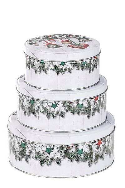 Rungassi Aufbewahrungsdose Keksdose Weihnachts-Keksdosen 3er Set Rund Ø14-2 günstig online kaufen