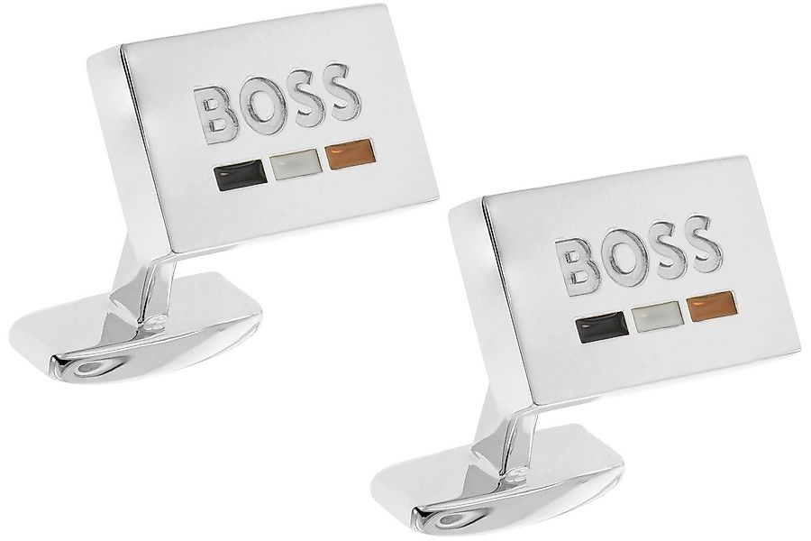 BOSS Manschettenknöpfe Silberfarben B-Iconicdet günstig online kaufen