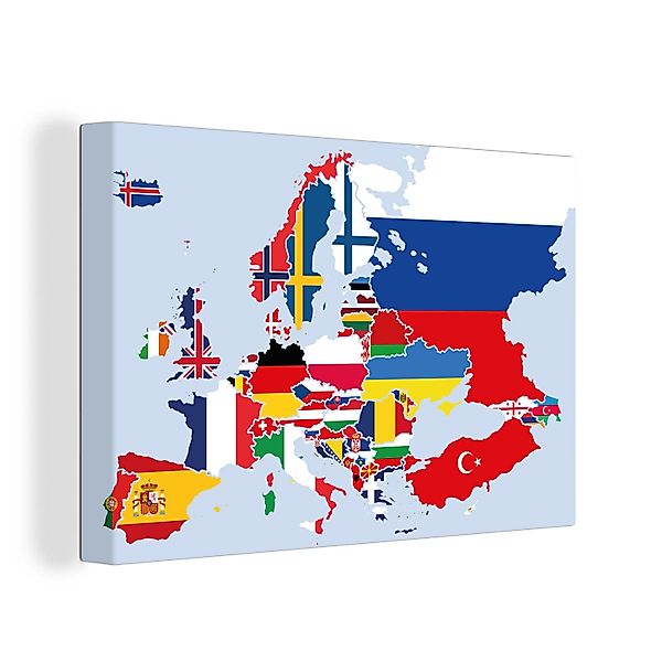 OneMillionCanvasses® Leinwandbild Karte - Europa - günstig online kaufen