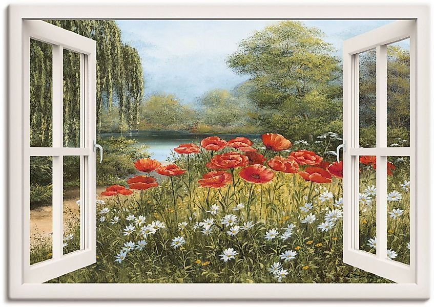Artland Wandbild "Fensterblick Mohnwiese", Fensterblick, (1 St.), als Leinw günstig online kaufen