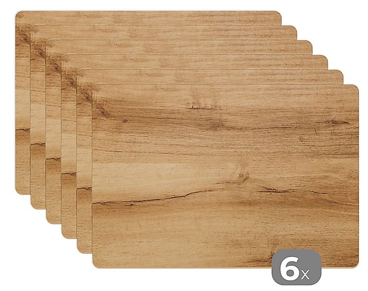 MuchoWow Platzset Holzoptik/print - Braun - Holz, (6-St), Platzsets, Tischs günstig online kaufen