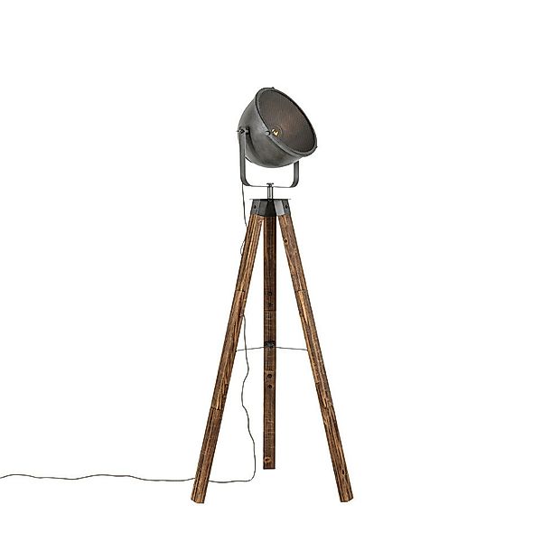 Qazqa Stehlampe Emado, ohne Leuchtmittel, E27, Grau, Industrie, Stahl, 1-fl günstig online kaufen