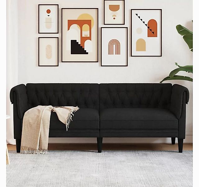 vidaXL Sofa Chesterfield-Sofa 3-Sitzer Schwarz Stoff günstig online kaufen