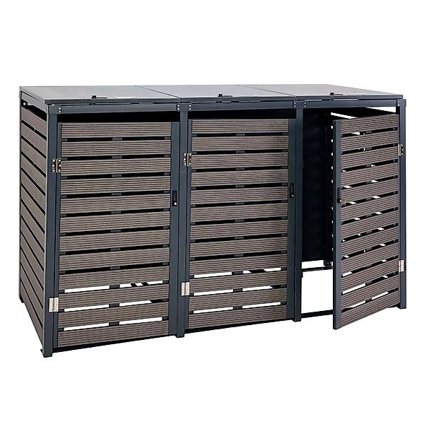 Proregal 3er Mülltonnenverkleidung HxBxT 119x205x84 cm Anthrazit Mülltonnen günstig online kaufen