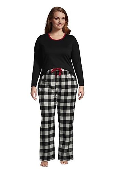 Flanell Pyjama-Set mit gemusterter Hose in großen Größen, Damen, Größe: 56- günstig online kaufen
