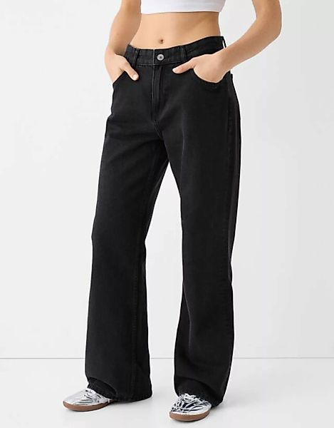Bershka Wide Leg 90'S Jeans Damen 44 Schwarz günstig online kaufen