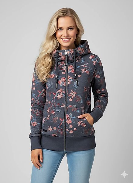 Ragwear Sweatjacke "NESKA ZIP FLOWERS O" mit extra breiten Bündchen günstig online kaufen