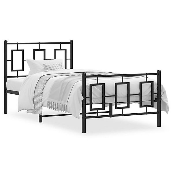 vidaXL Bettgestell, Bettrahmen mit Kopf- und Fußteil Metall Schwarz 90x200 günstig online kaufen