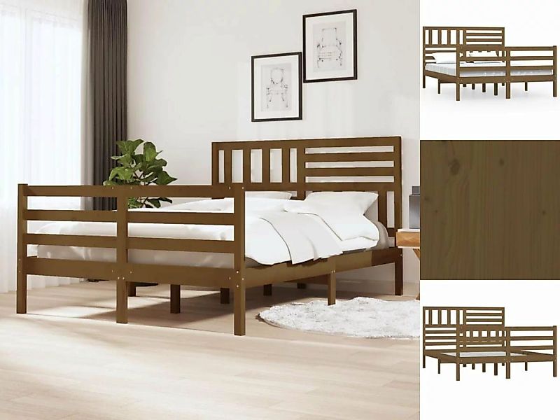 vidaXL Bettgestell Massivholzbett Honigbraun 140x200 cm Bett Bettrahmen Bet günstig online kaufen
