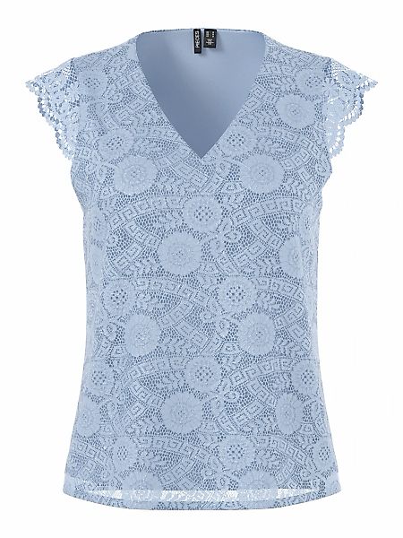 pieces Spitzentop "PCOLLINE SL LACE V-NECK TOP WVN NOOS" günstig online kaufen