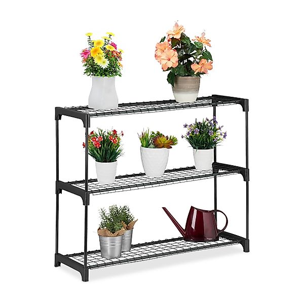 relaxdays Blumenständer Pflanzenregal mit 3 Ablagen günstig online kaufen