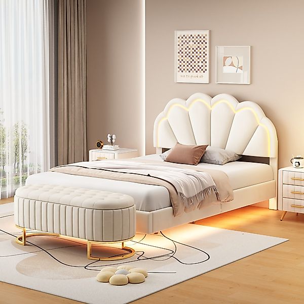 Flieks Polsterbett, LED Doppelbett Schwebebett Muschel günstig online kaufen