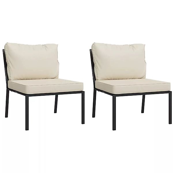 vidaXL Loungesofa Gartenstühle mit Sandfarbigen Kissen 2 Stk. 60x74x79 cm S günstig online kaufen