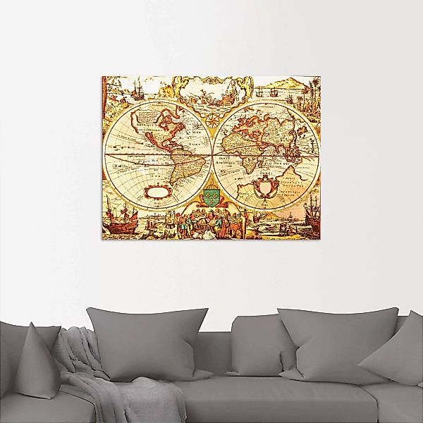 Artland Wandbild »Antike Weltkarte«, Landkarten, (1 St.), als Alubild, Outd günstig online kaufen
