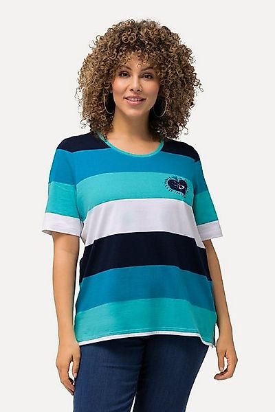 Ulla Popken T-Shirt T-Shirt Ringel Herz-Stickerei Rundhals Halbarm günstig online kaufen