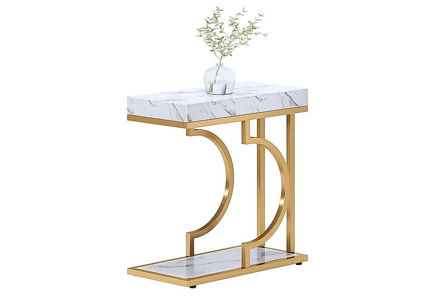 Tribesigns Beistelltisch Schmaler Beistelltisch Weiß Gold Beistelltisch C-f günstig online kaufen