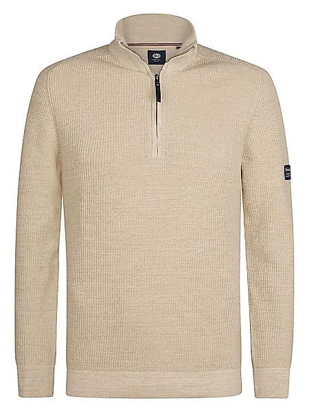 Petrol Knitted Half-Zip Sweater Nashville Beige - Größe L günstig online kaufen