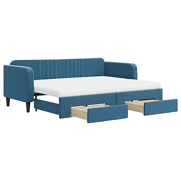 vidaXL Tagesbett Ausziehbar mit Schubladen Blau 80x200 cm Samt1847116 günstig online kaufen