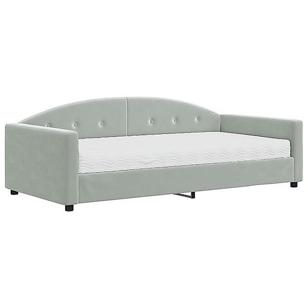 vidaXL Bett, Tagesbett mit Matratze Hellgrau 100x200 cm Samt günstig online kaufen