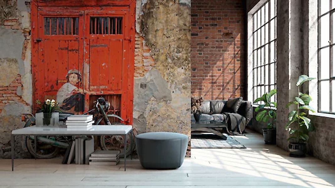 A.S. Création Vliestapete »Fototapete StreetArt Junge mit Motorrad« matt st günstig online kaufen