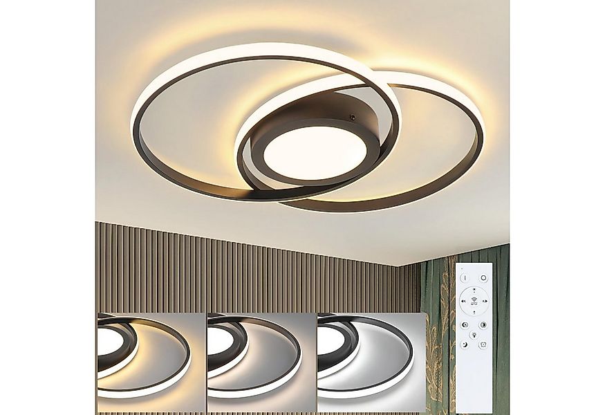 Nettlife LED Deckenleuchte Schlafzimmer Schwarz/Weiß Dimmbar Metall Wohnzim günstig online kaufen