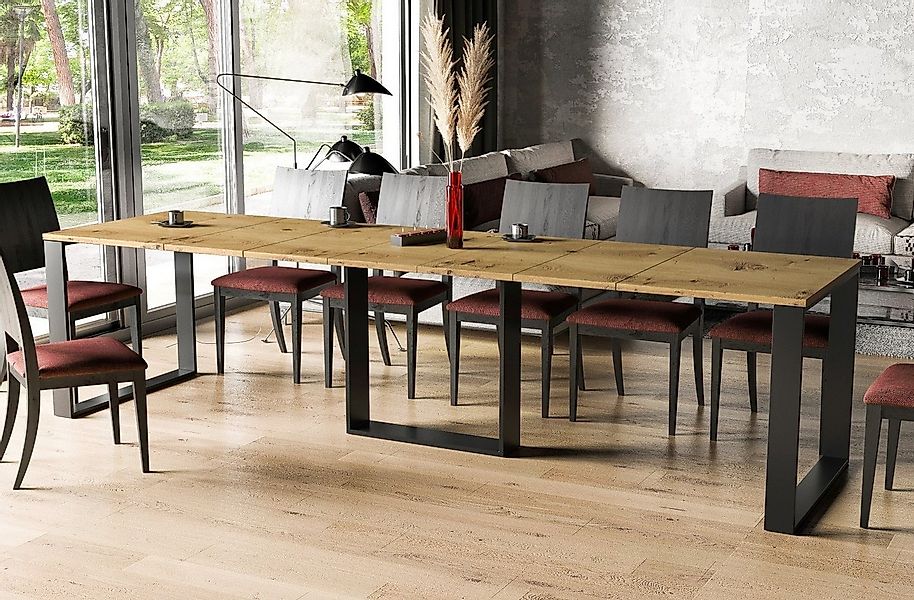 Endo-Moebel Kulissen-Esstisch "Borys 290" 130cm-290cm Kufengestell Metall K günstig online kaufen