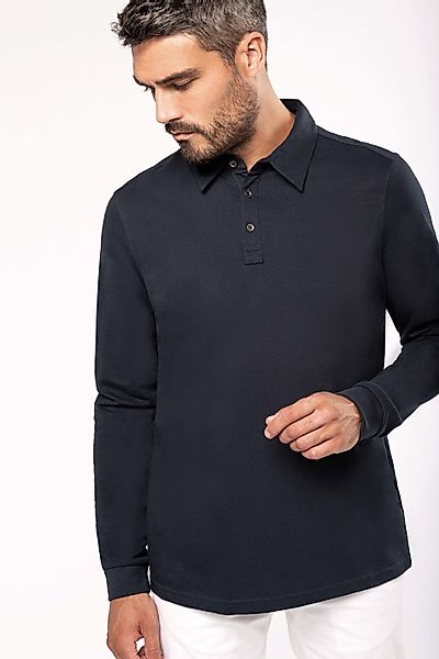 Kariban Langarmhemd Langarm-Polohemd für Herren aus günstig online kaufen