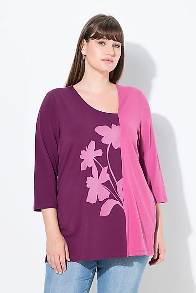 Ulla Popken T-Shirt Shirt Blüten V-Ausschnitt günstig online kaufen