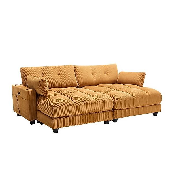 KLAM HOME Schlafsofa Ecksofa Palmensessel Relaxsofa Polstermöbel mit 2Beche günstig online kaufen