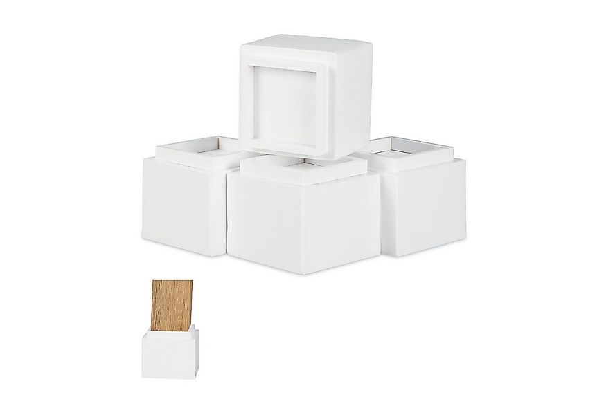 relaxdays Erhöhungs-Set Möbelerhöher 4er Set in versch. Farben, weiß günstig online kaufen