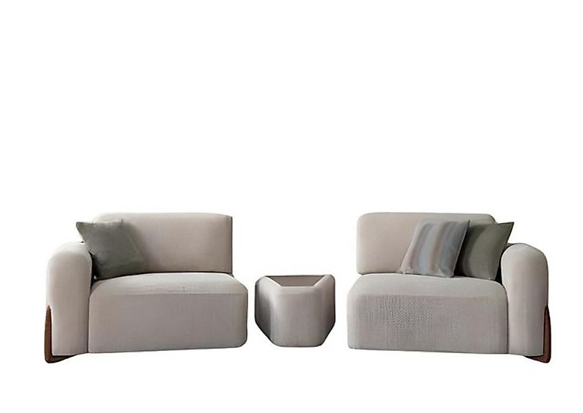 JVmoebel 2-Sitzer Designer Beige Sofa 2 Sitzer Grau Textil Luxus Lougne Sof günstig online kaufen