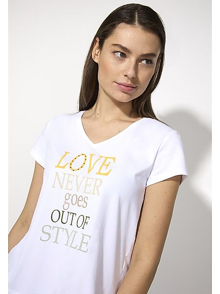 T-Shirt mit Ananas-Frontprint, weiß, Sommer-Kollektion günstig online kaufen