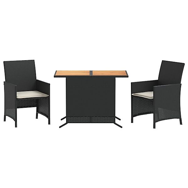 vidaXL 3-Tlg Bistro-Set mit Kissen Schwarz Poly Rattan 365124 günstig online kaufen
