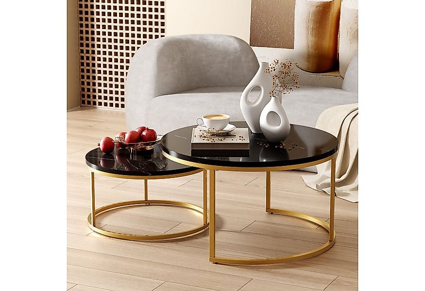 OKWISH Couchtisch Runder Satztisch (Wohnzimmertisch, Sofatisch, 2-St., Groß günstig online kaufen