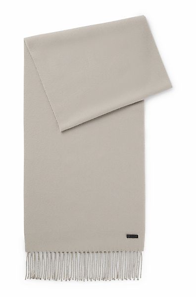 BOSS Wollschal "Naster 35*180", mit gedrehten Fransen 100% Wolle Lederlabel günstig online kaufen